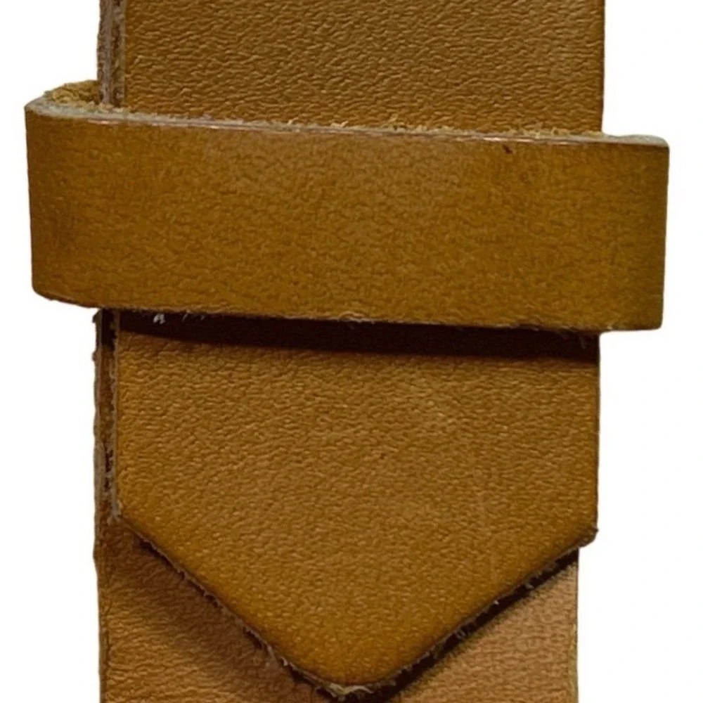 Minimalist Light Tan‎ Silver Roller Buckle Leather Belt Size 8 (27-30)